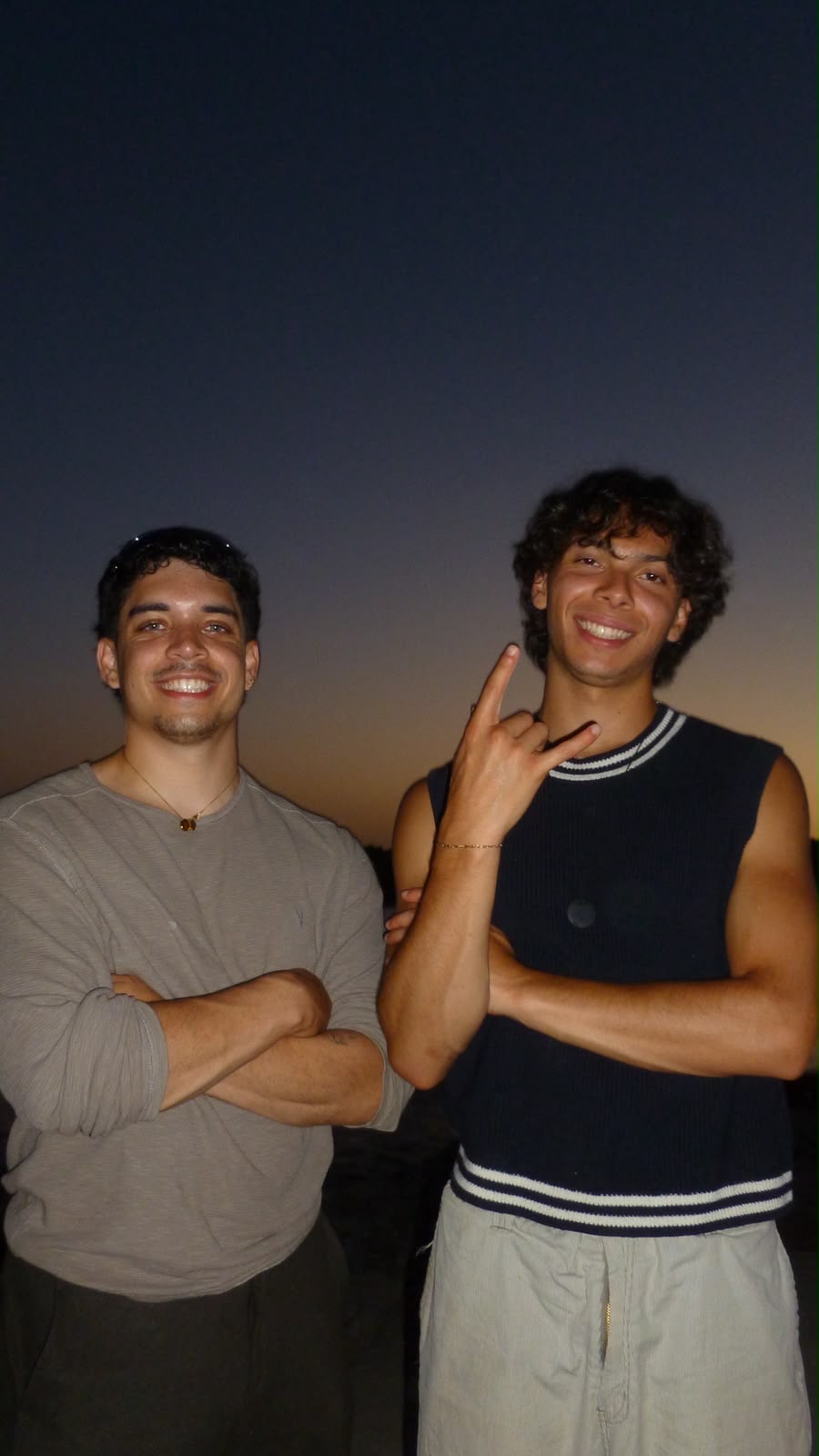 Rico and Diego together at sunset